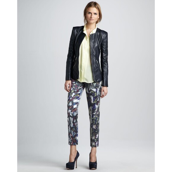 Pants - New NWT $395 Theyskens' Theory Silk Print Pants Womens Padgette Multi Red Blue 4